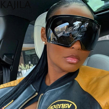 Oversized Punk Shield Sunglasses Twirly Threads