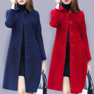Mid-Length Single-Breasted Turn-down Collar Soft Winter Jacket Twirly Threads