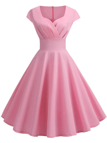 V Neck Vintage Robe Retro pin up Midi Dress Twirly Threads
