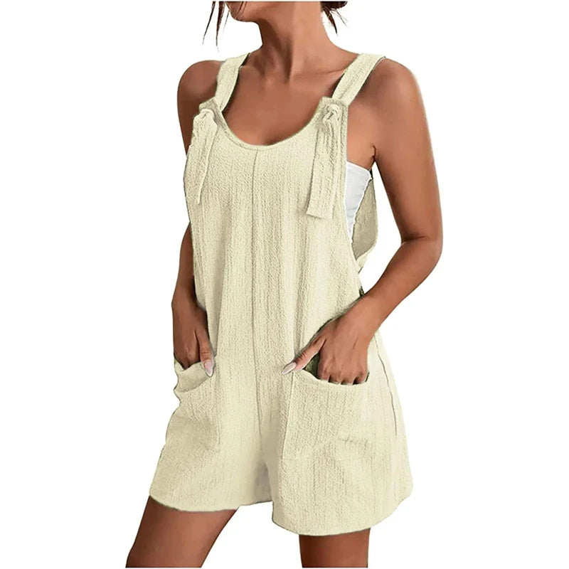 Jumpsuit Strappy Sleeveless Casual Loose Solid With Pockets Twirly Threads
