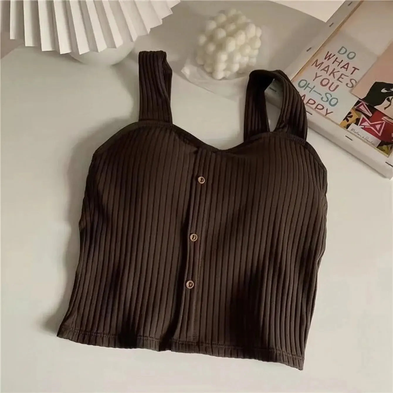 Cropped Tops with Bra Pads Corset Suspenders Vest Camisole Twirly Threads