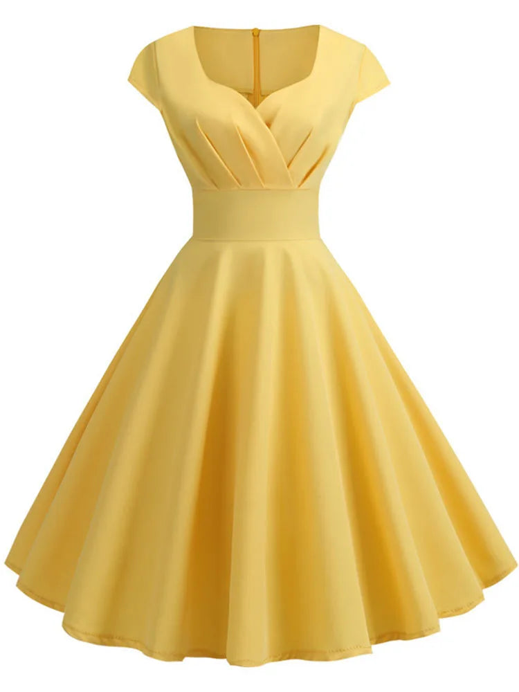 V Neck Vintage Robe Retro pin up Midi Dress Twirly Threads