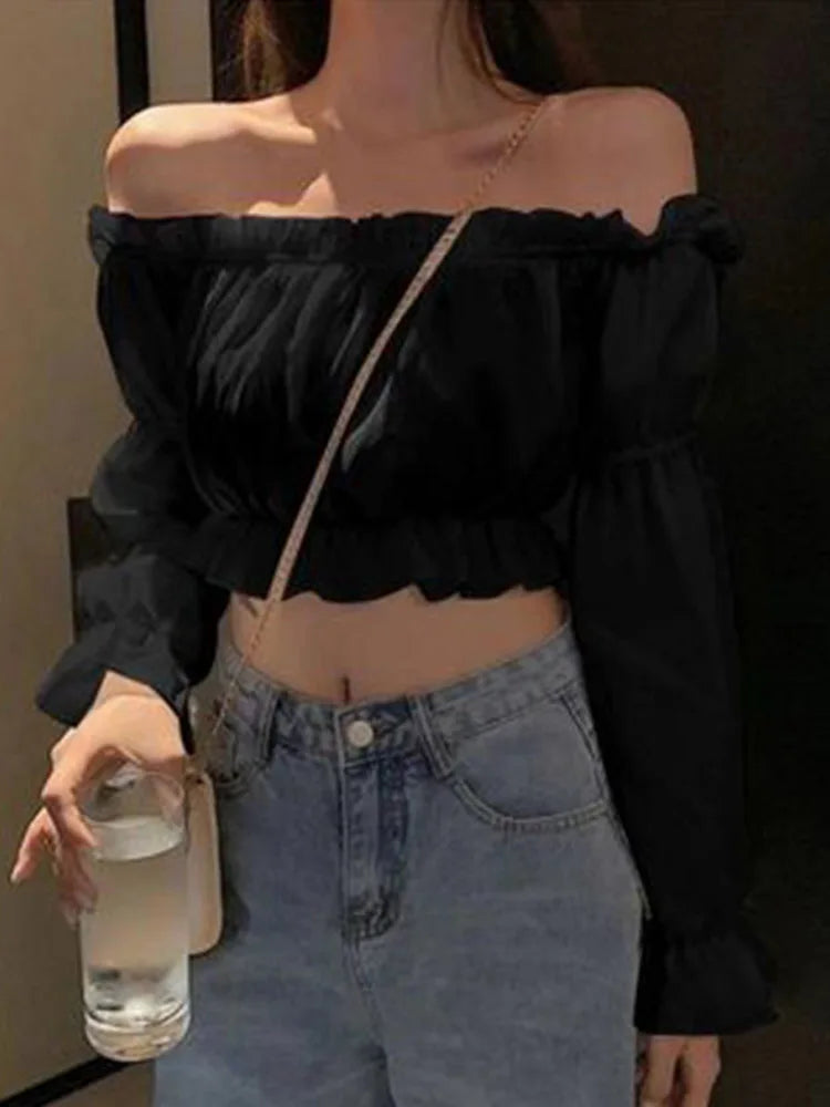 Blouse Off Shoulder Ruffle Top Twirly Threads