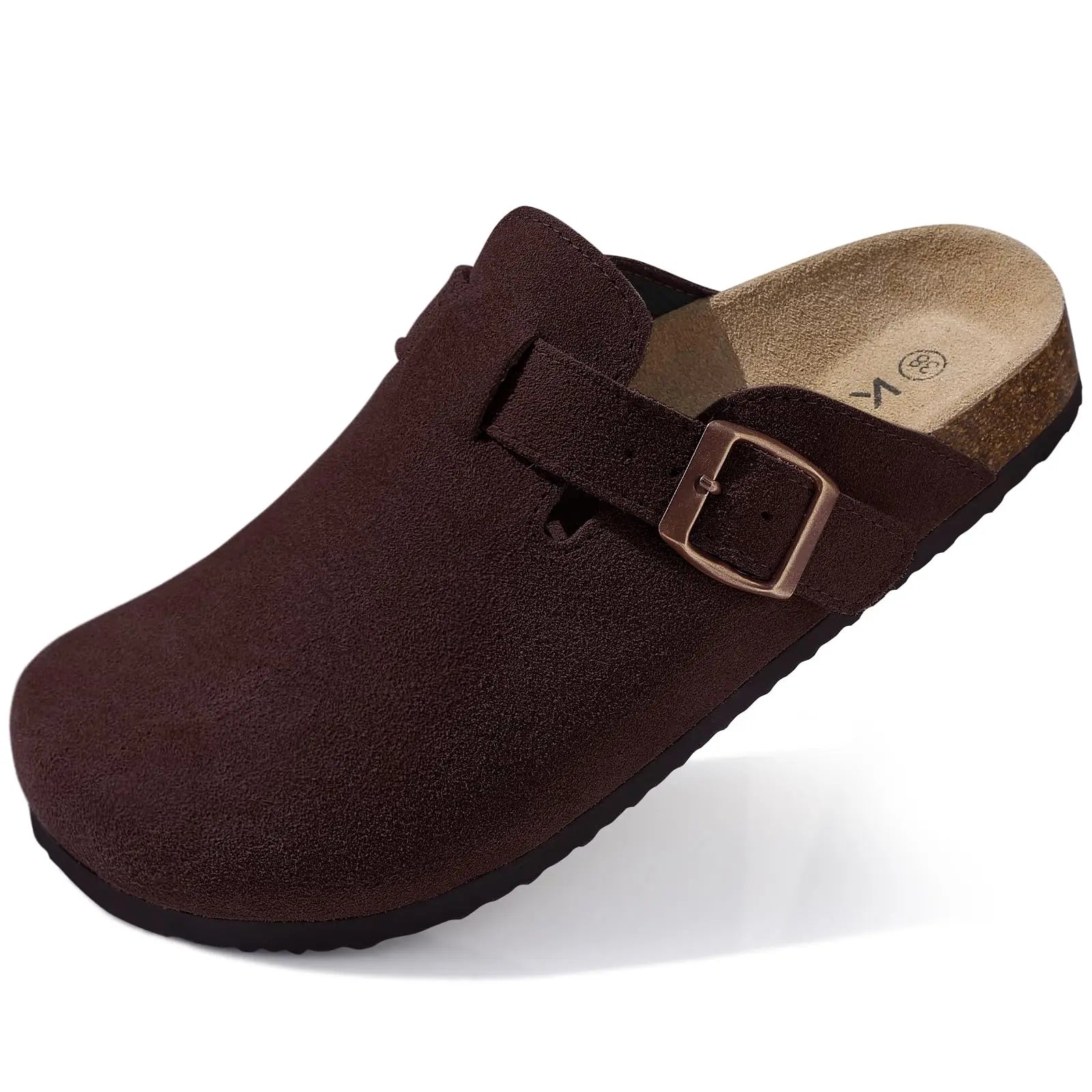 Suede Clogs for Women Men Mules Cork Footbed Sandals Twirly Threads