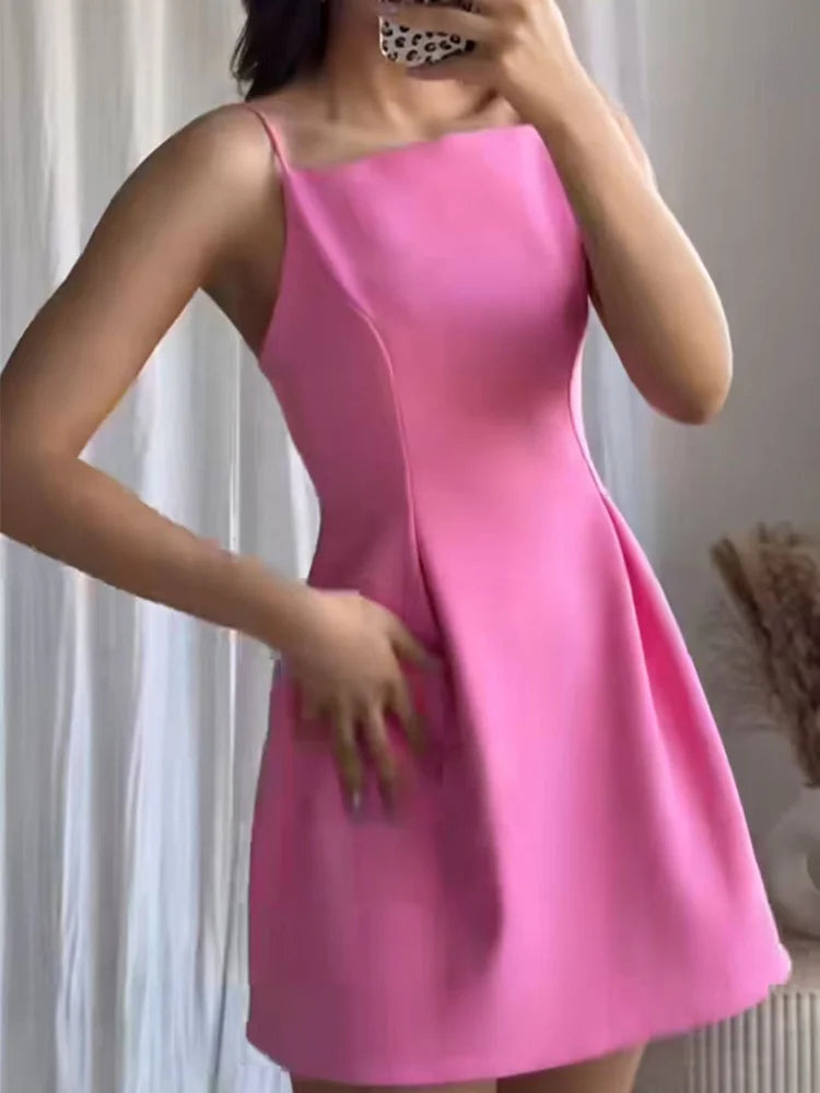 Pink Spaghetti Strap Dress Twirly Threads