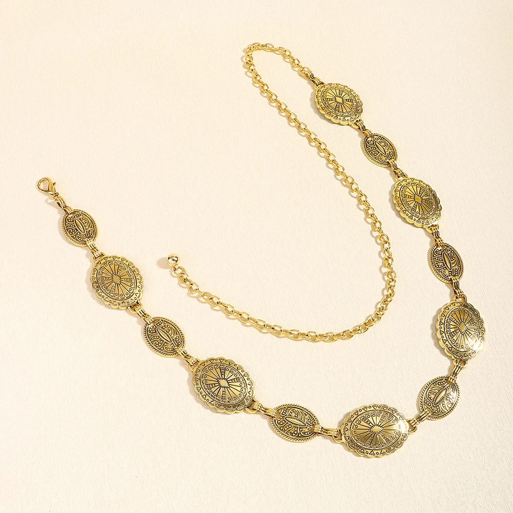 1/2pcs Retro Style WOMEN'S Metal Waist Chain Twirly Threads