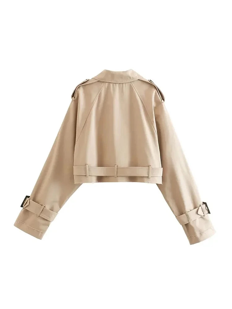 Belt Cropped Trench Spring Jacket Vintage Twirly Threads