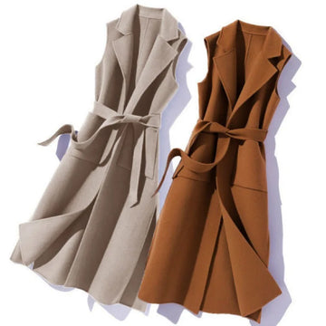 Mid Long Sleeveless Polo Collar Vest Twirly Threads