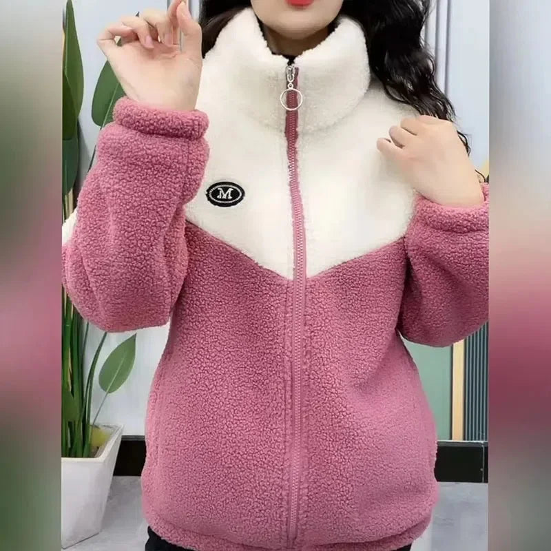 Thickened Lamb Fleece Long Sleeve Mid Length Twirly Threads