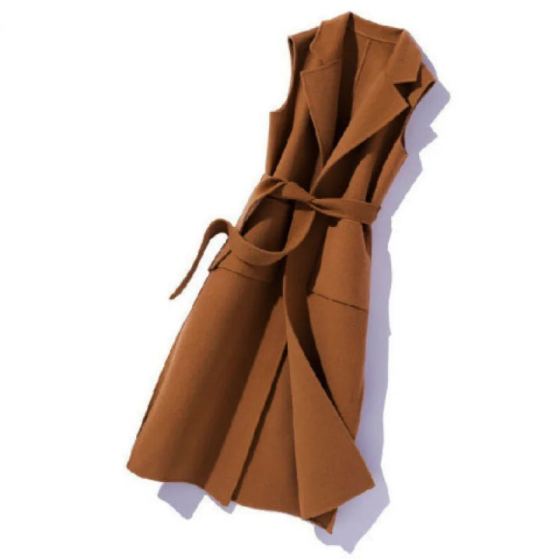 Mid Long Sleeveless Polo Collar Vest Twirly Threads