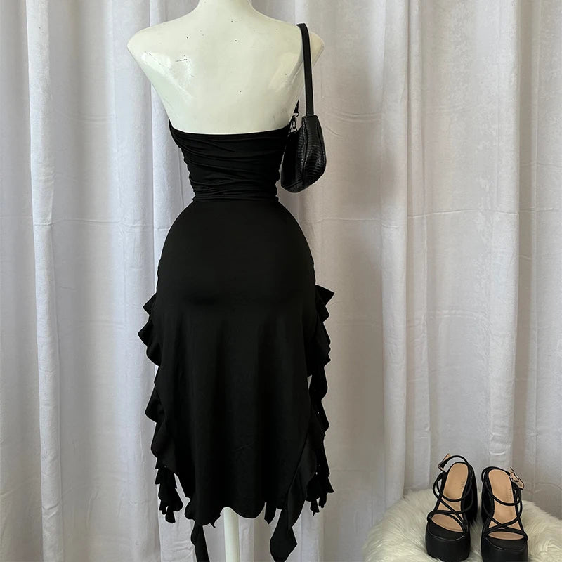 Vintage Elegant Sleeveless Slim Backless Tassel Party Dress Twirly Threads