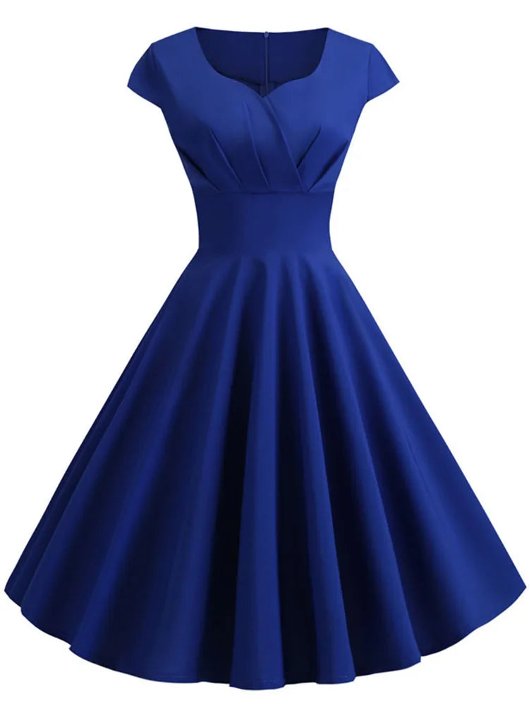 V Neck Vintage Robe Retro pin up Midi Dress Twirly Threads