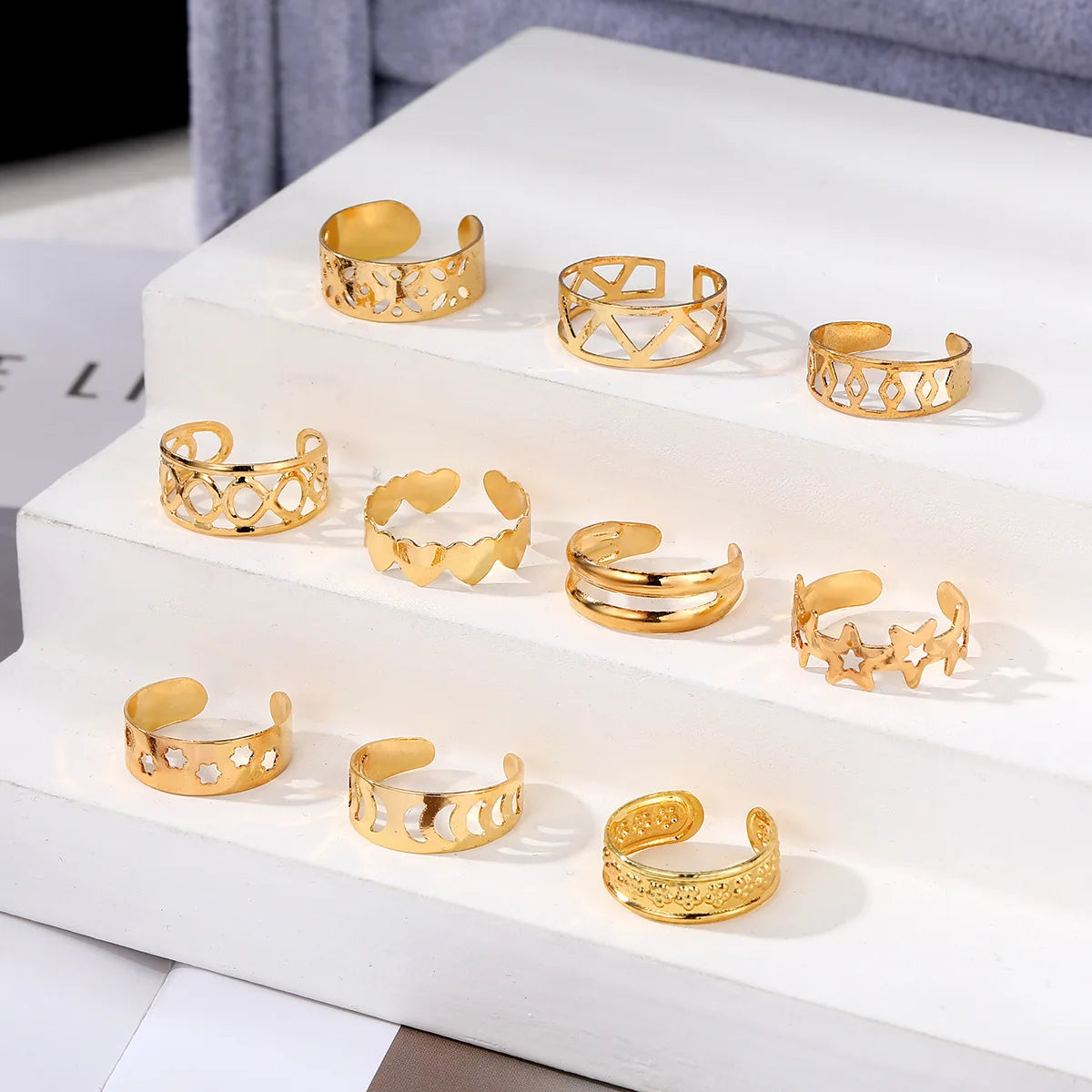 7/10/12Pcs Adjustable Toe Rings Twirly Threads