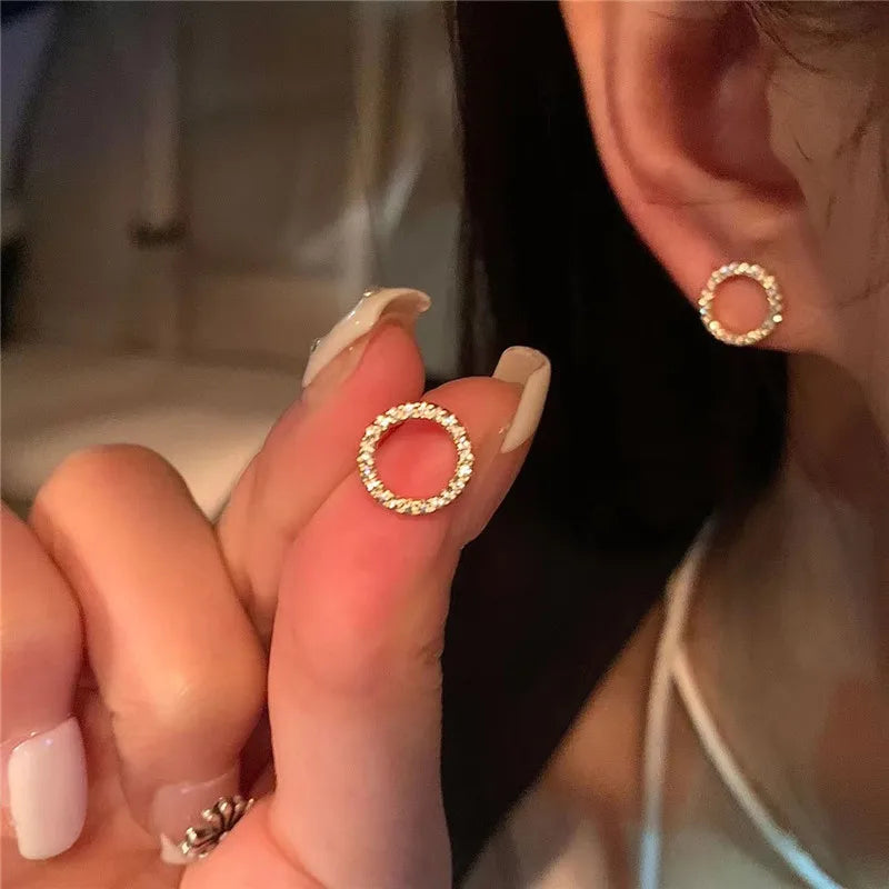 Delicate Small Circle Stud Earrings Twirly Threads