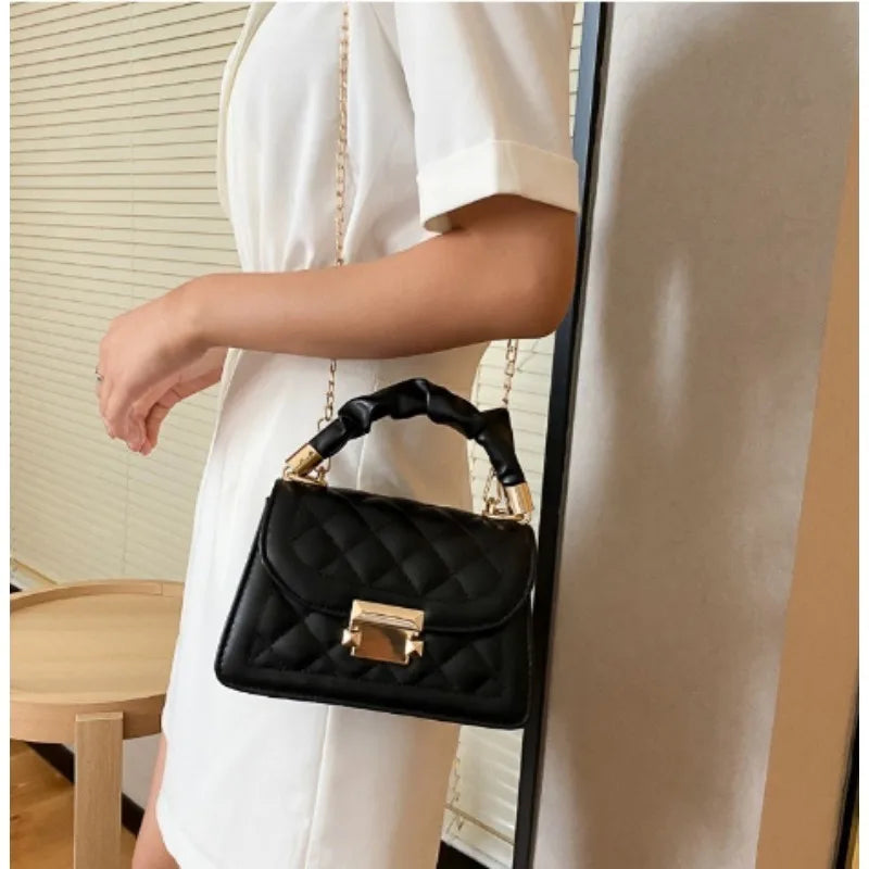 Grid pattern tote bag Twirly Threads