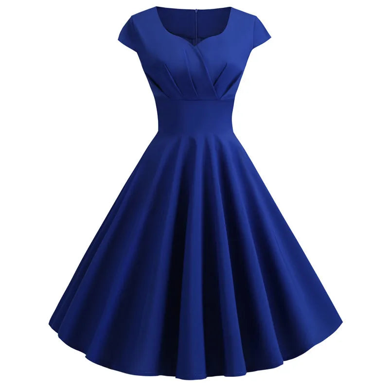 V Neck Vintage Robe Retro pin up Midi Dress Twirly Threads