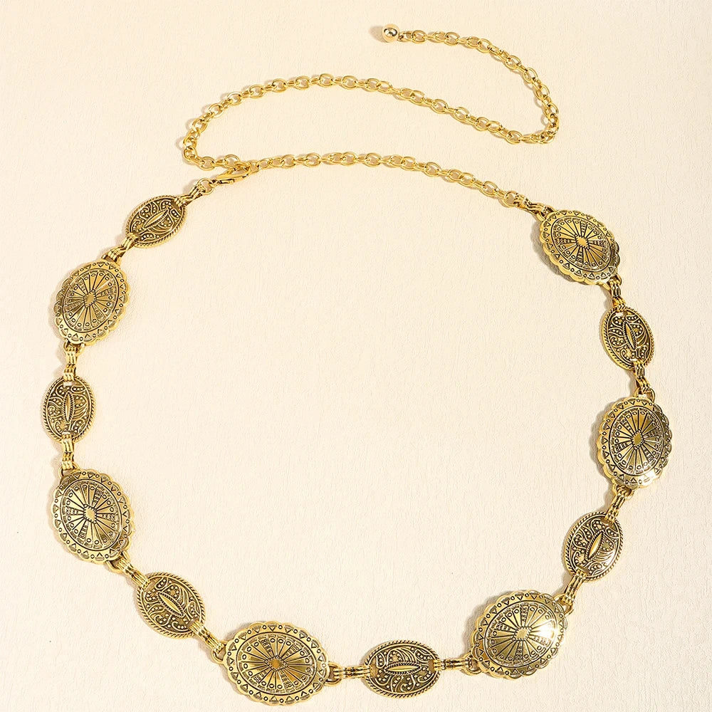 1/2pcs Retro Style WOMEN'S Metal Waist Chain Twirly Threads