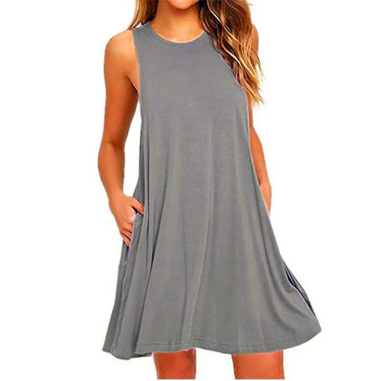 Swing T-Shirt Dresses Beach Cover Up With Pockets Plus Size Twirly Threads