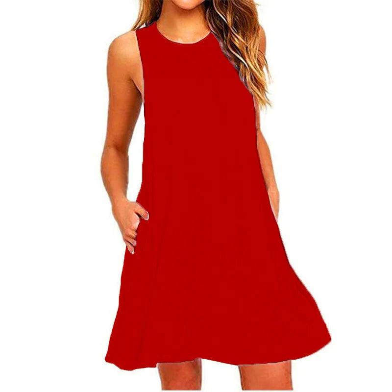 Swing T-Shirt Dresses Beach Cover Up With Pockets Plus Size Twirly Threads