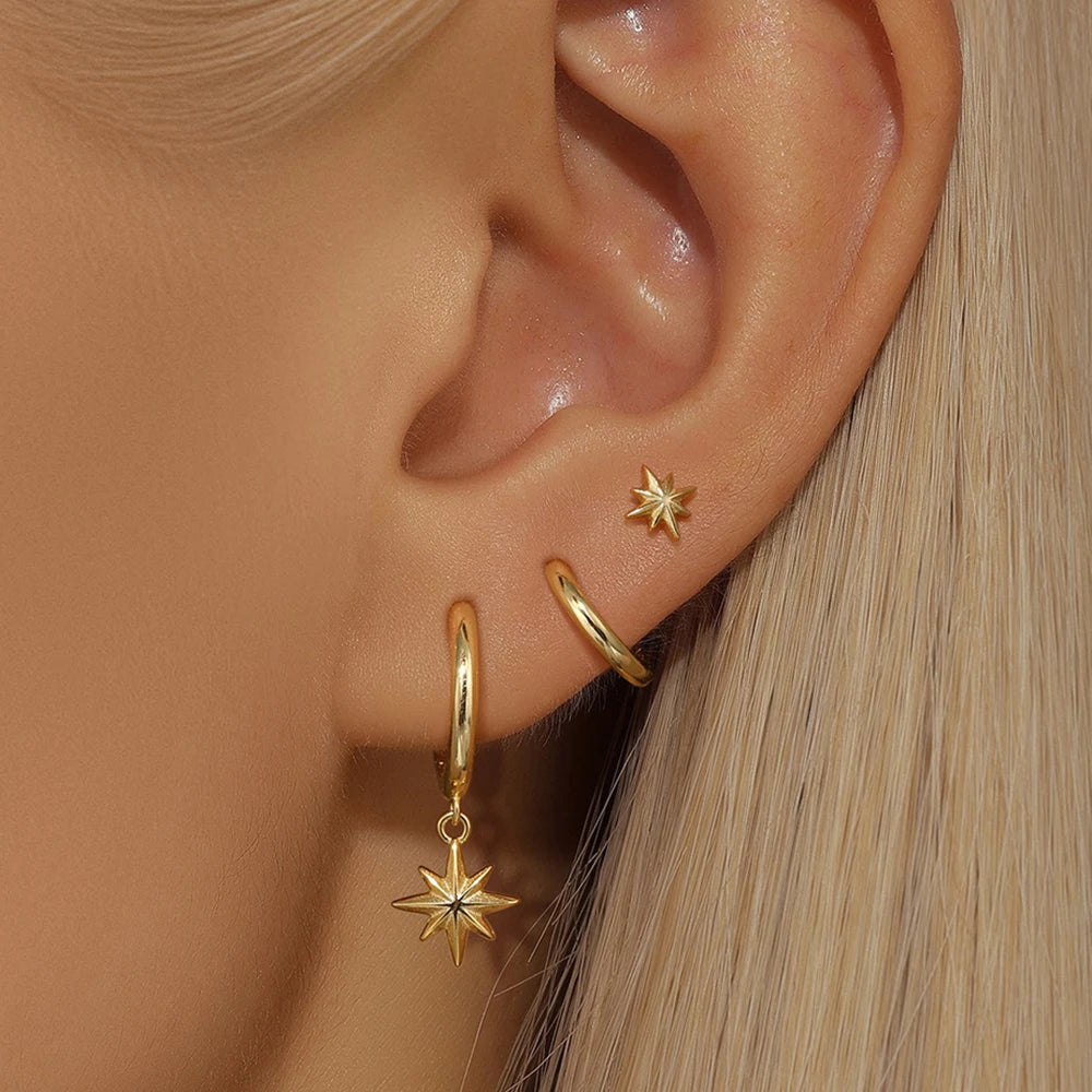 Round Star Drop Earrings Twirly Threads