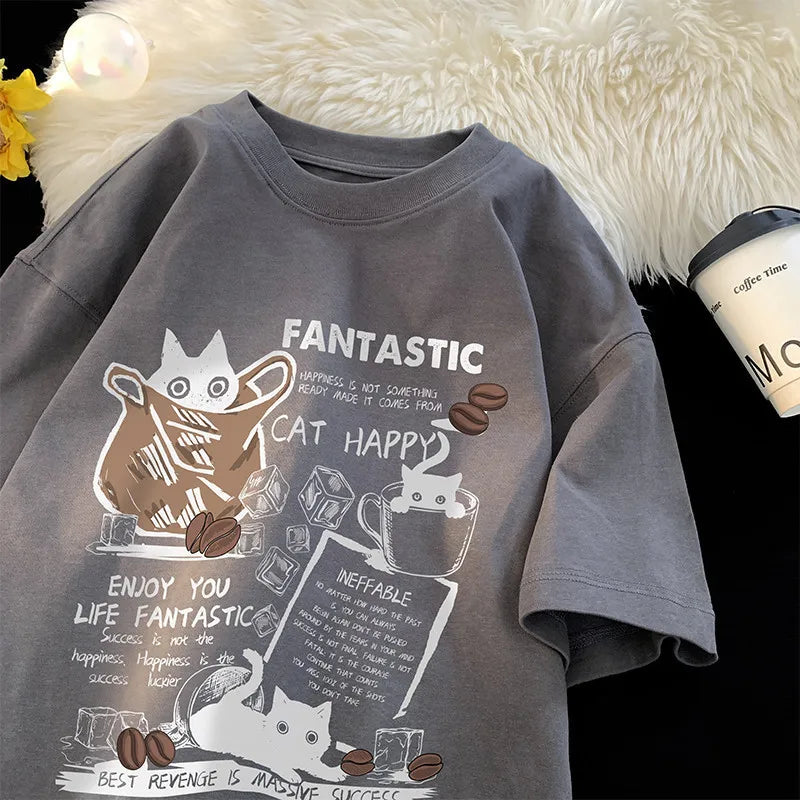 T Shirt Pullover Oversize Korean Cartoon Twirly Threads