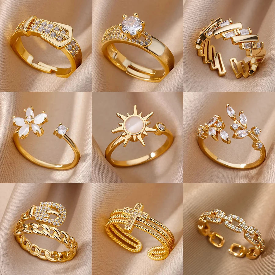 Luxury Zircon Rings Twirly Threads