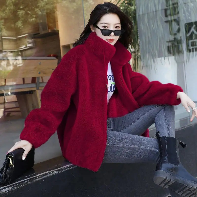 Double Coral Fleece W Thick Overcoat Twirly Threads