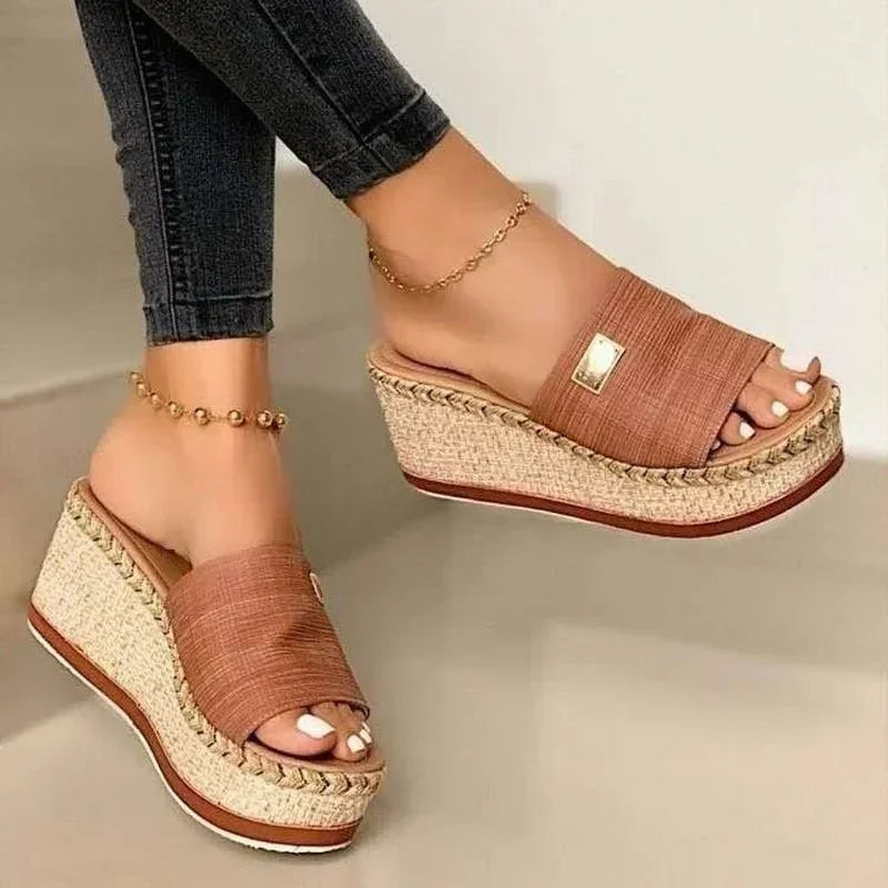 High Heel Sandals Thick Bottom Casual Slippers Twirly Threads