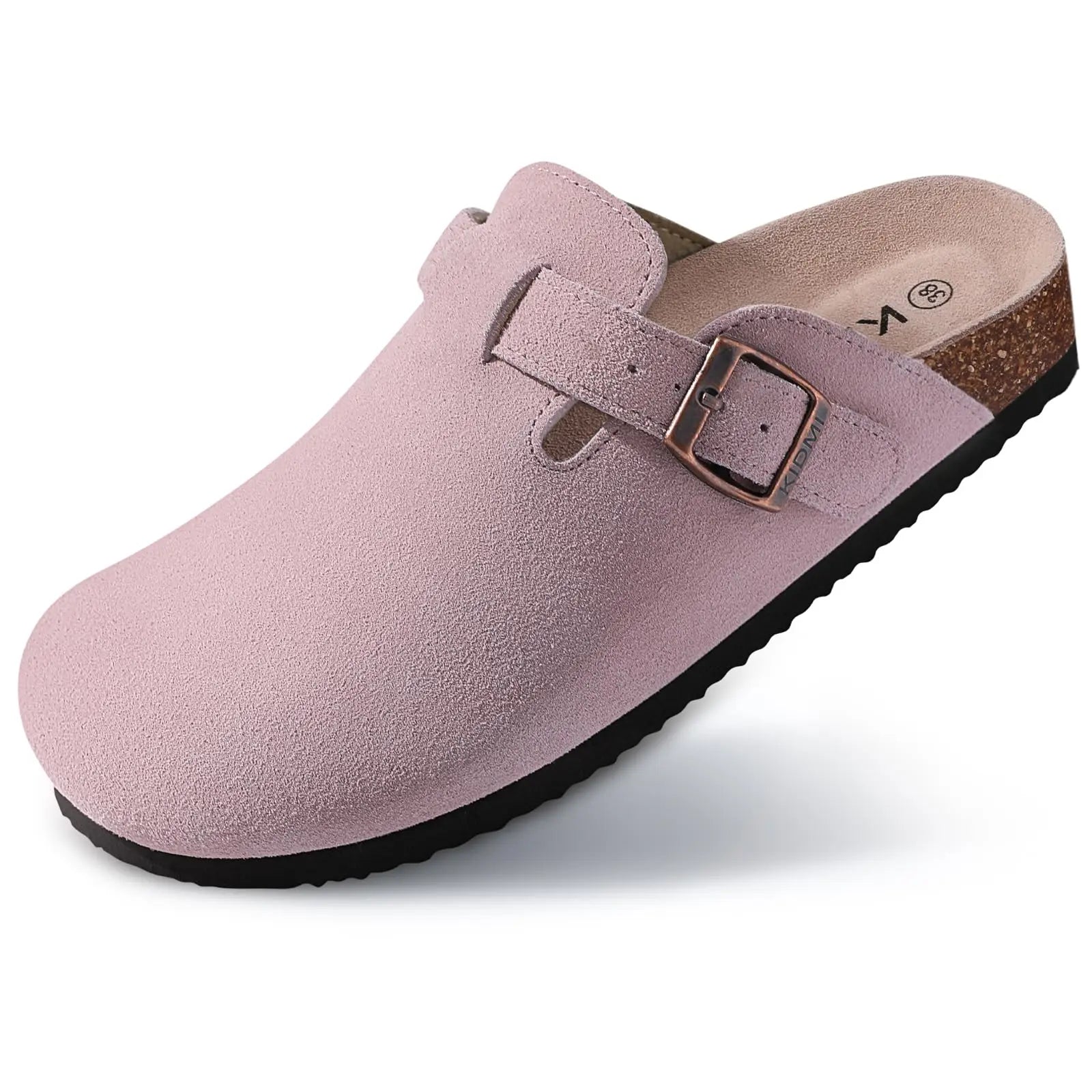 Suede Clogs for Women Men Mules Cork Footbed Sandals Twirly Threads