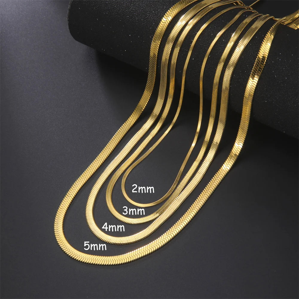 Stainless Steel Snake Chain Necklace Twirly Threads