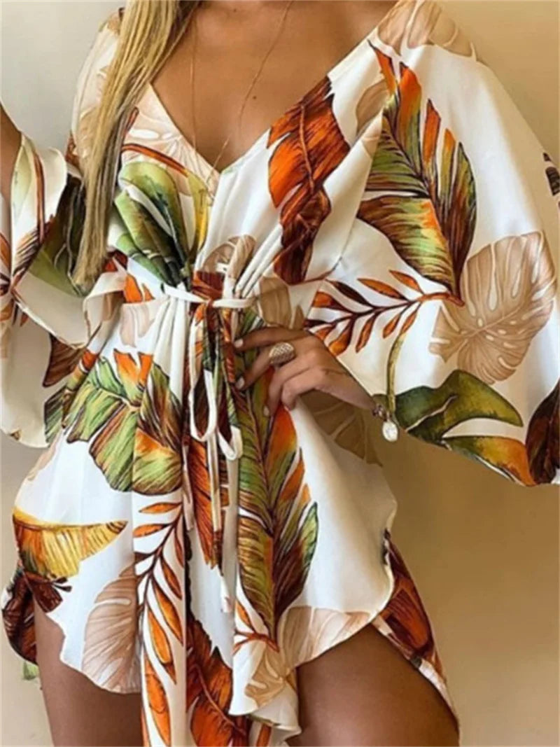 Sexy V-Neck Bat Sleeve Bohemian Beach Sundress Twirly Threads