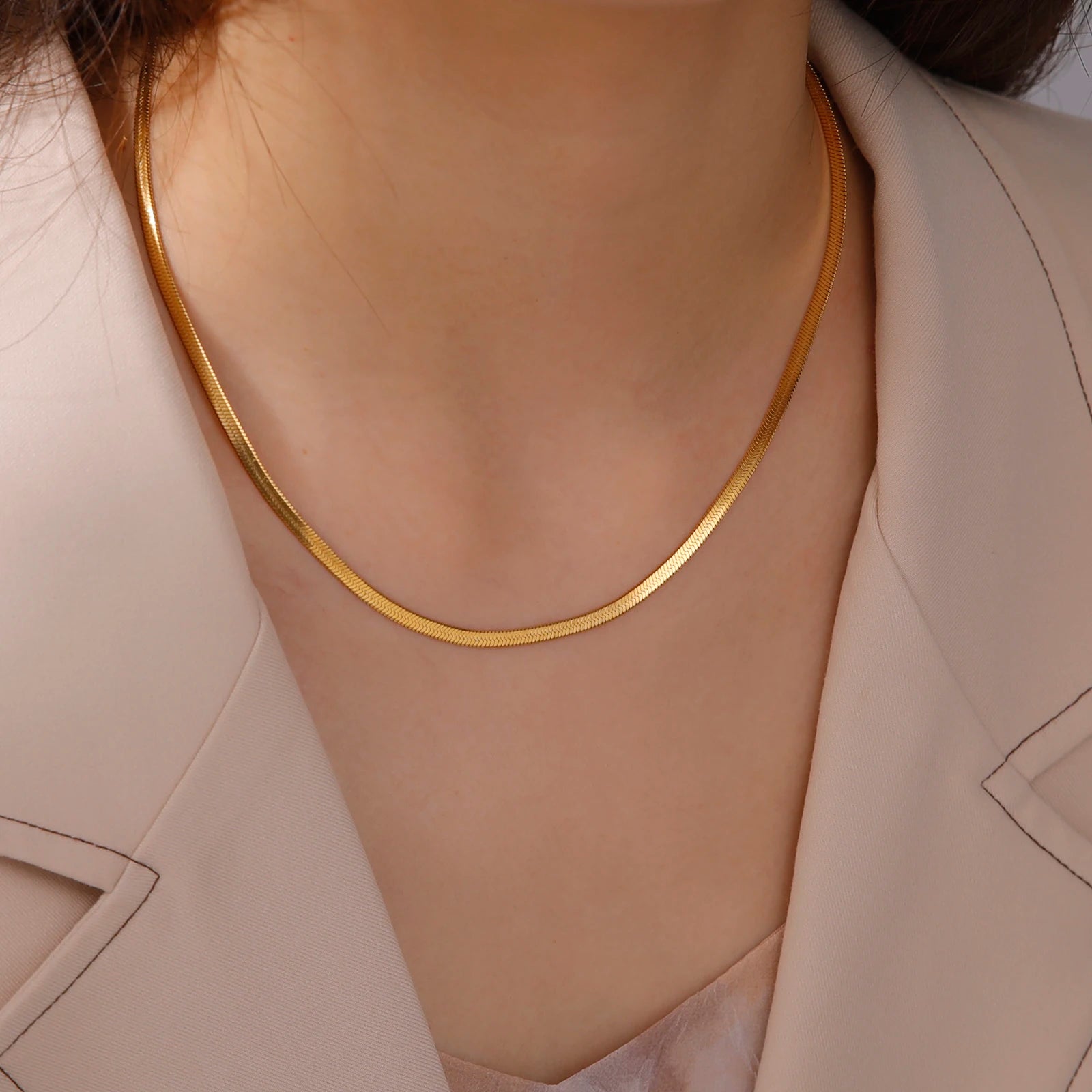 Stainless Steel Snake Chain Necklace Twirly Threads
