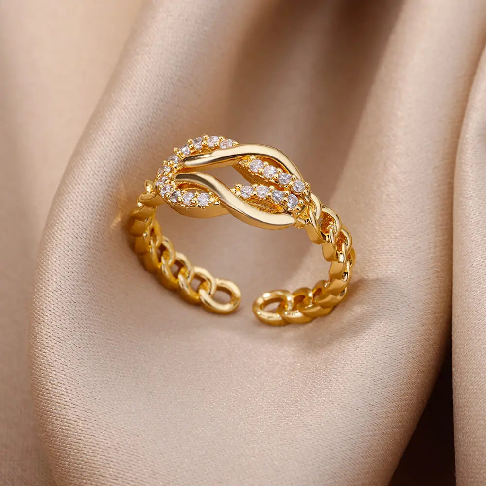 Luxury Zircon Rings Twirly Threads