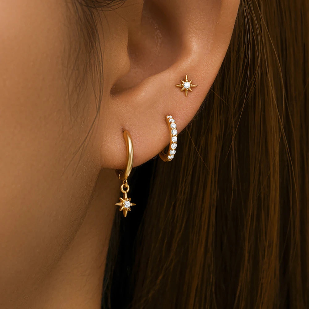Round Star Drop Earrings Twirly Threads