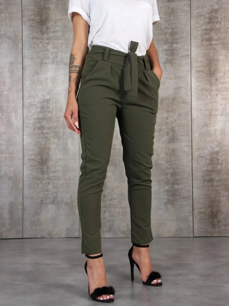 Casual Slim Chiffon High Waist Trousers Twirly Threads