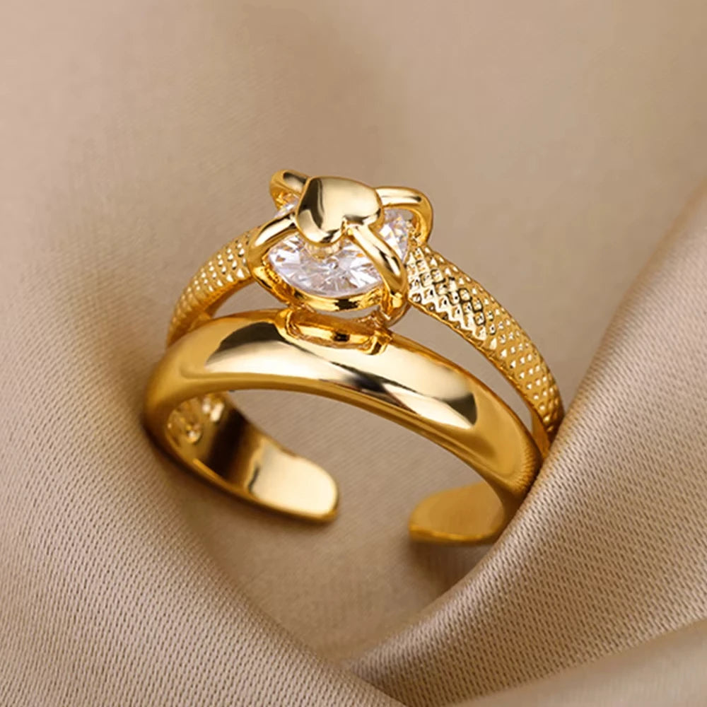 Luxury Zircon Rings Twirly Threads