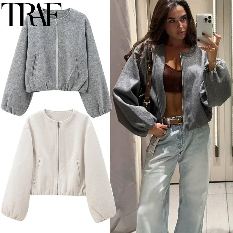 Cropped Bomber Jacket Twirly Threads