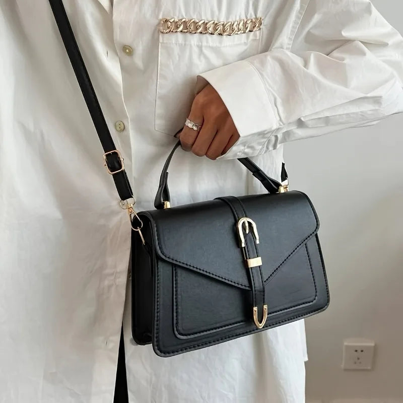 Crossbody Bag with Top Handle and Flap Twirly Threads