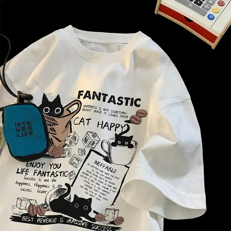 T Shirt Pullover Oversize Korean Cartoon Twirly Threads