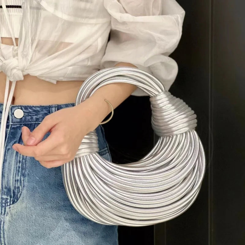 Gold Luxury Handwoven Noodle Bags Twirly Threads