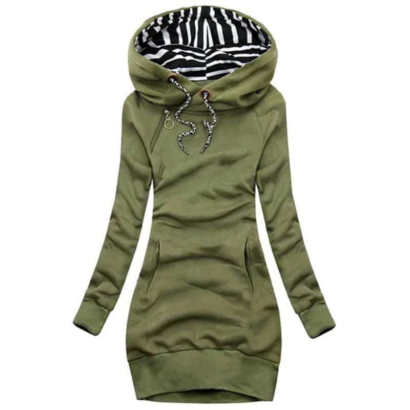 Drawstring Hoodie Dress Slim Hooded Pullover Twirly Threads