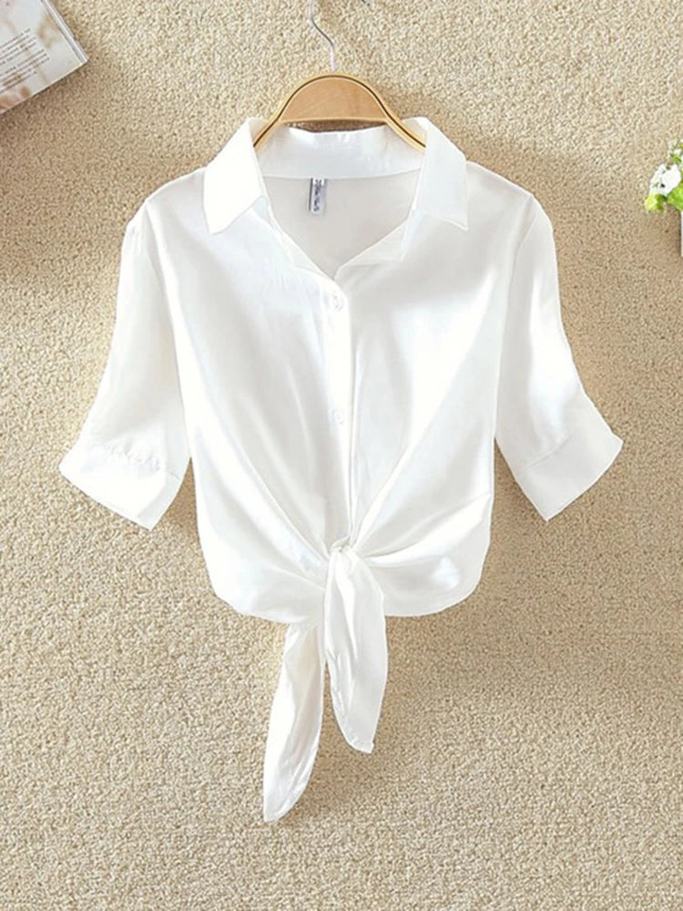 Chiffon Blouse Short Sleeve Casual Shirt Twirly Threads
