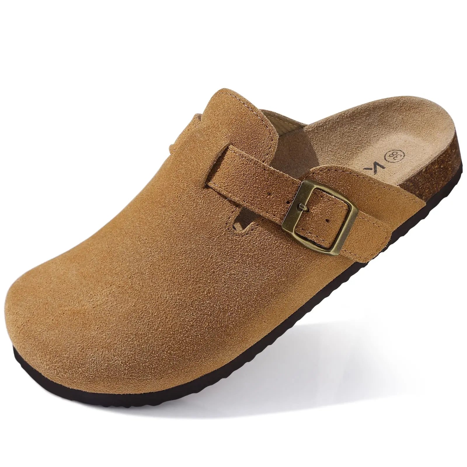 Suede Clogs for Women Men Mules Cork Footbed Sandals Twirly Threads