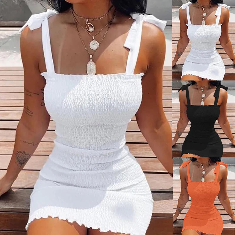 Solid Strap Short White Dress Off Shoulder Twirly Threads