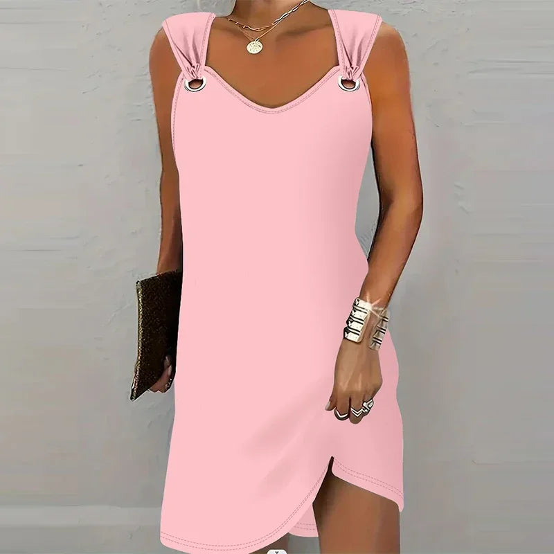 Sexy Backless V-Neck Pleated Suspender Dress Twirly Threads