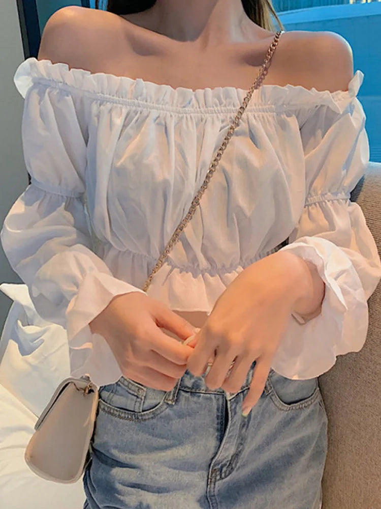 Blouse Off Shoulder Ruffle Top Twirly Threads