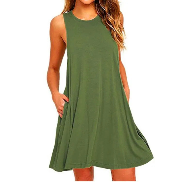Swing T-Shirt Dresses Beach Cover Up With Pockets Plus Size Twirly Threads
