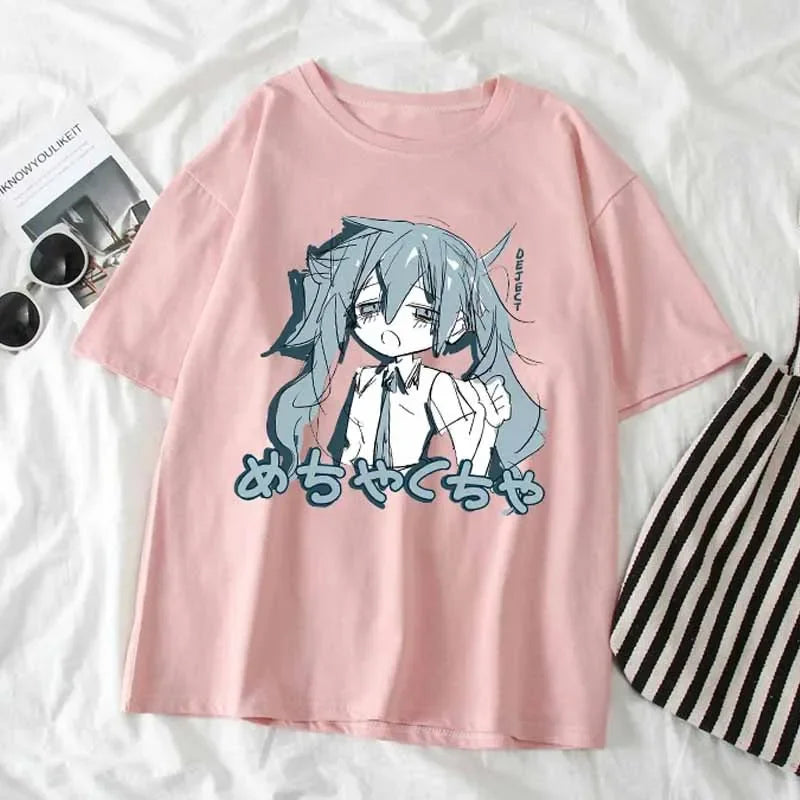 Japanese Y2K Anime Women T-shirt Twirly Threads
