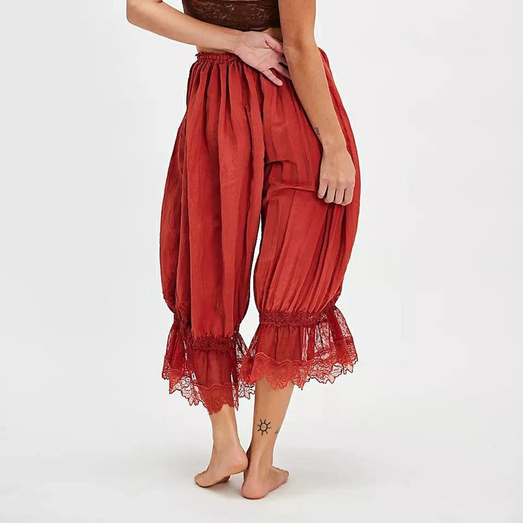 Loose Fit Bloomers Cropped Pants Drawstring High Waist Trousers Twirly Threads