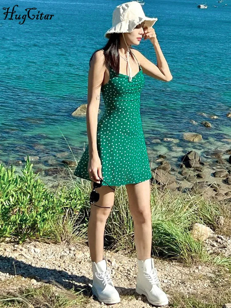 Spot Print Slips Backless Sexy Bodycon Mini Prom Dress Twirly Threads